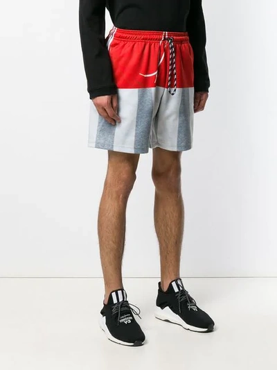 Shop Adidas Originals By Alexander Wang Colour Block Track Shorts In Red