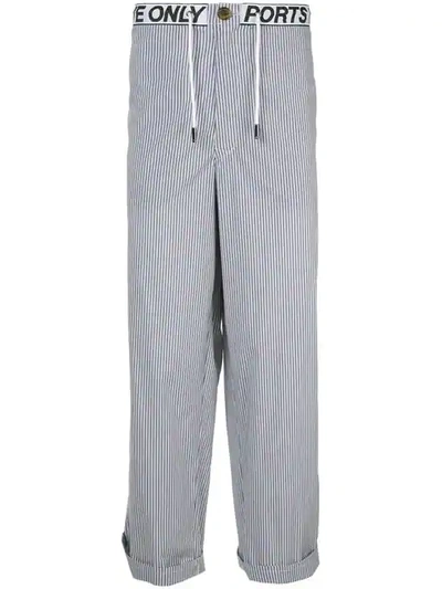 Shop Ports V Striped Trousers In Blue