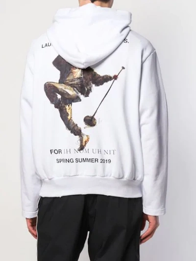 Shop Ih Nom Uh Nit Kanye Drake Print Hoodie In White