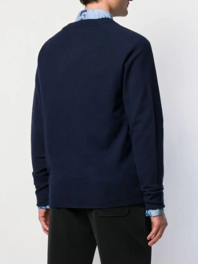 ACNE STUDIOS FACE PATCH V-NECK CARDIGAN - 蓝色