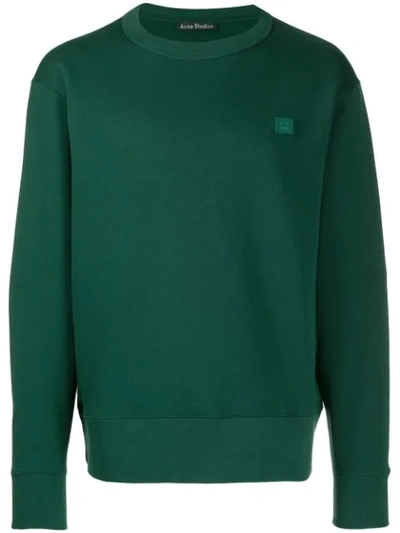 Shop Acne Studios Fairview Face Sweatshirt In Green