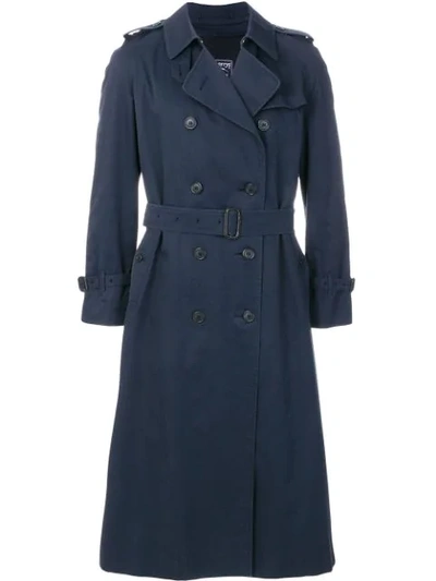 Shop Burberry Vintage Double Breasted Trenchcoat - Blue