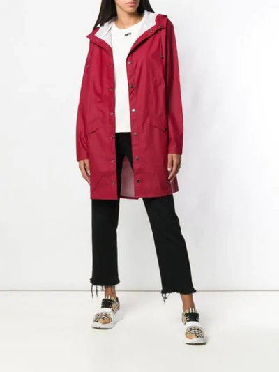 Shop Rains Water-resistant Hooded Coat In Red