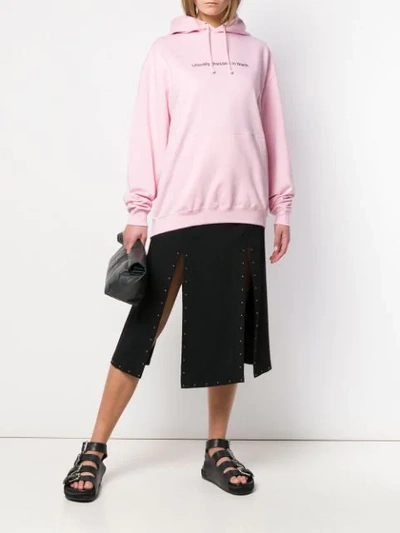 Shop Famt 'usually Dressed In Black' Printed Hoodie In Pink
