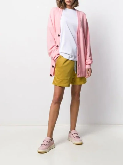 Shop Acne Studios Face Patch V-neck Cardigan In Pink