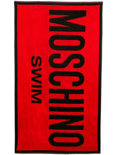 Shop Moschino Logo Beach Towel - Black