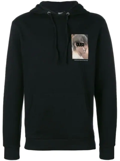 Shop Dust Printed Hood Sweatshirt In Black