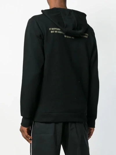 Shop Dust Printed Hood Sweatshirt In Black