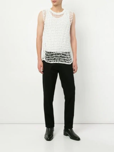 Shop Ann Demeulemeester Open Knit Tank Top In White