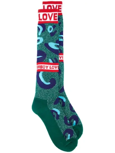 Shop Charles Jeffrey Loverboy Monster Socks In Green