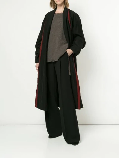 Shop Uma Wang Belted Wrap Coat - Black