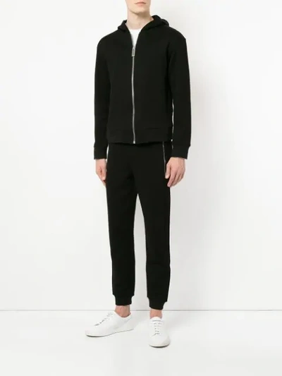 Shop Dion Lee Chevron Zip Hoodie - Black