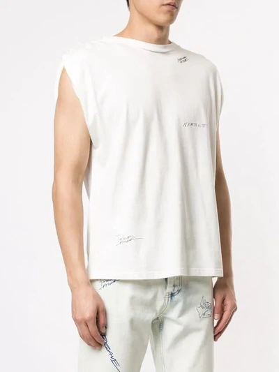 Shop Ground Zero Roll-sleeves Tank Top In White