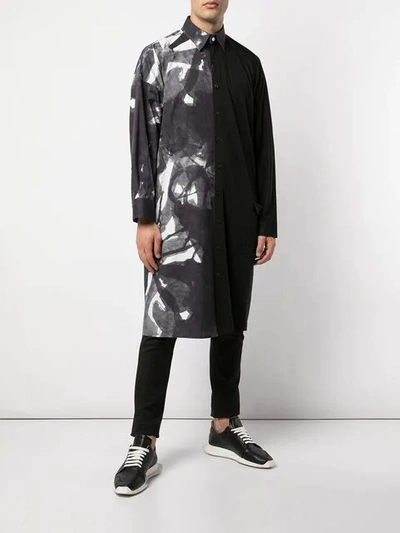 Shop Yohji Yamamoto Oversized-hemd Mit Print In Black