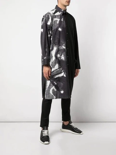 Shop Yohji Yamamoto Oversized-hemd Mit Print In Black