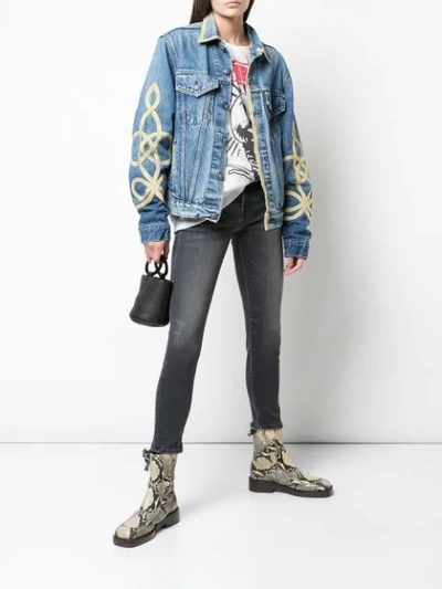 Shop R13 Gold Piped Denim Jacket In Blue
