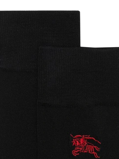 Shop Burberry Embroidered Ekd Cotton Blend Socks In Black