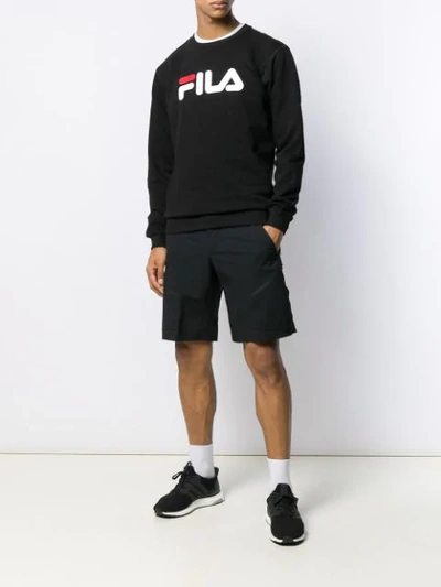Shop Fila Logo Print Sweatshirt In Black