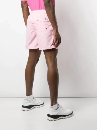 Shop Polo Ralph Lauren English Bear Swimming Trunks In Pink