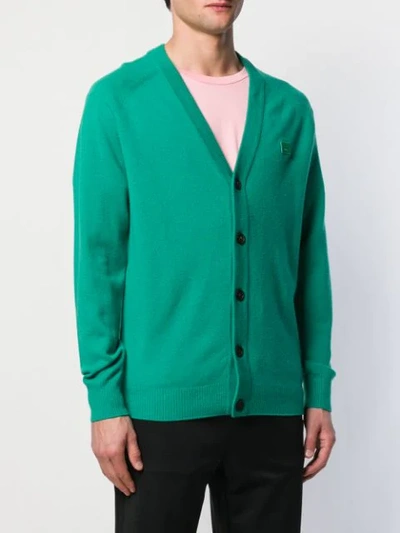 Shop Acne Studios Face Patch Cardigan In Green