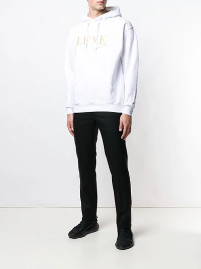 Shop Andrea Crews Embroidered Luxe Hoodie - White