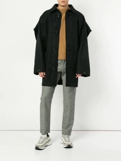 Shop Y/project Caped Duffle Coat In Black