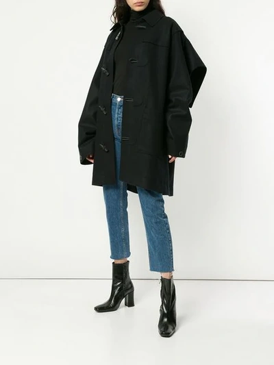 Shop Y/project Caped Duffle Coat In Black