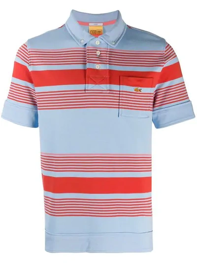 Lacoste Live Block Stripe Loose Fit Polo Shirt in Creek Blue RRP£99 