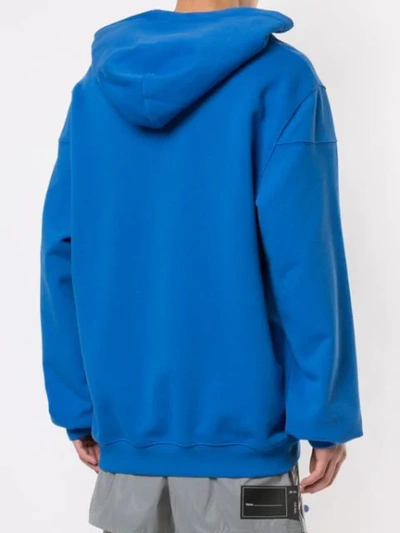 Shop We11 Done Distressed Collar Hoodie In Blue