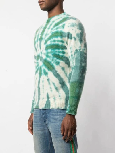 Shop The Elder Statesman Blizzard Dye Cashmere Sweater In Green
