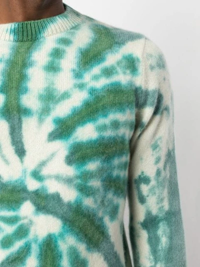 Shop The Elder Statesman Blizzard Dye Cashmere Sweater In Green