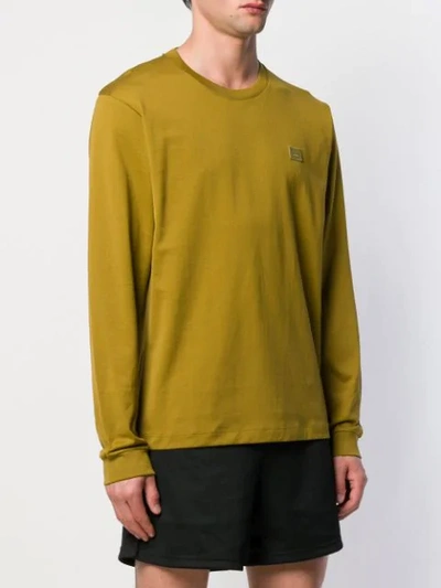 Shop Acne Studios Long Sleeve Cotton T-shirt In Green