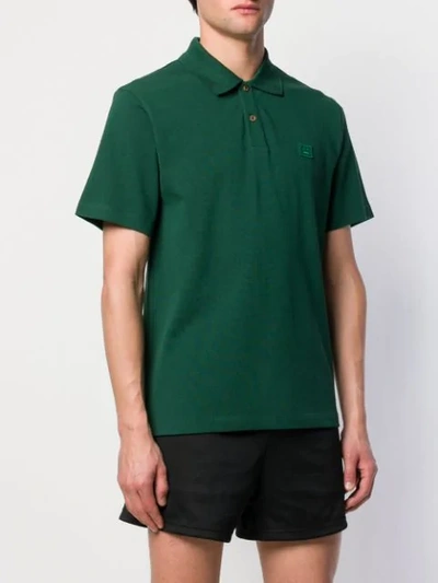 Shop Acne Studios Face Patch Polo Shirt In Green