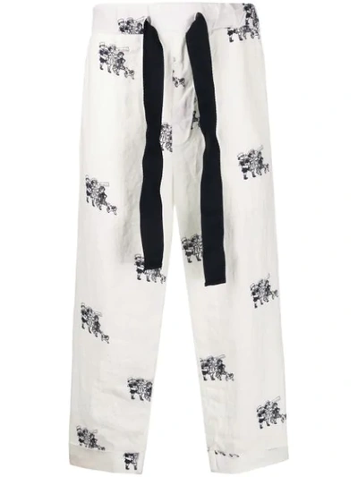 Shop Aleksandr Manamïs Printed Cropped Trousers - White