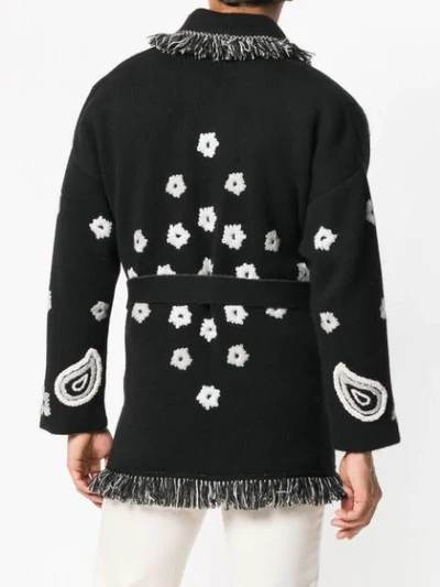 Shop Alanui Cashmere Jacquard Knit Cardigan In Black