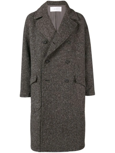 Shop Julien David Classic Double-breasted Coat In Brown