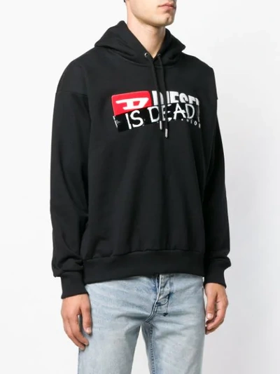 Shop Diesel 'is Dead' Printed Hoodie In Black