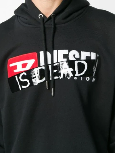 Shop Diesel 'is Dead' Printed Hoodie In Black