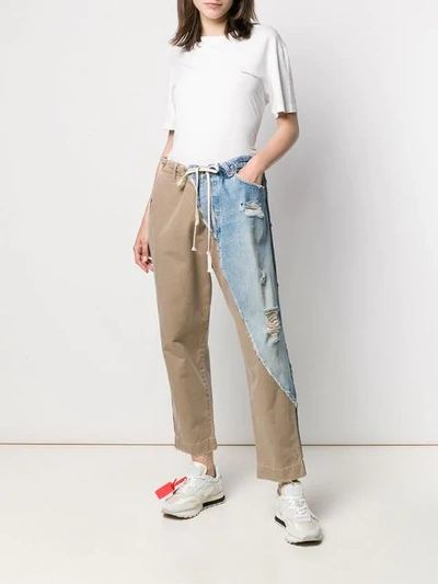 Shop Greg Lauren Patchwork Straight-leg Trousers In Neutrals