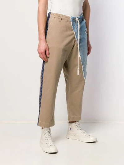 Shop Greg Lauren Patchwork Straight-leg Trousers In Neutrals