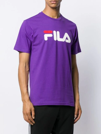 Shop Fila Logo Print T-shirt In A033 Tillandsia Purple
