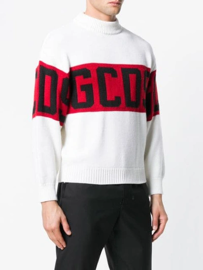 Shop Gcds Logo Stripe Sweater In White