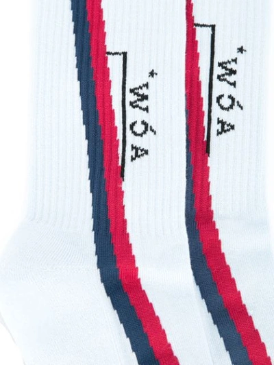 Shop A-cold-wall* Striped High Ankle Socks In Blue