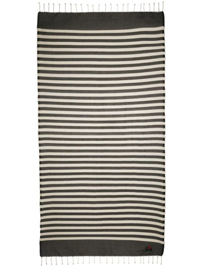 Shop Mc2 Saint Barth Striped Beach Towel In Black