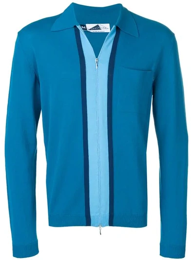 Shop Anglozine Decima Zipped Cardigan In Blue