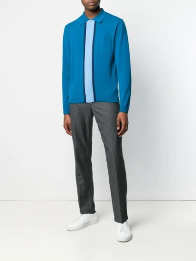 Shop Anglozine Decima Zipped Cardigan In Blue