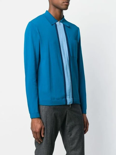 Shop Anglozine Decima Zipped Cardigan In Blue