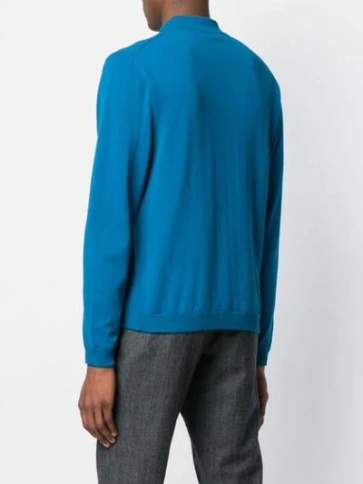 Shop Anglozine Decima Zipped Cardigan In Blue