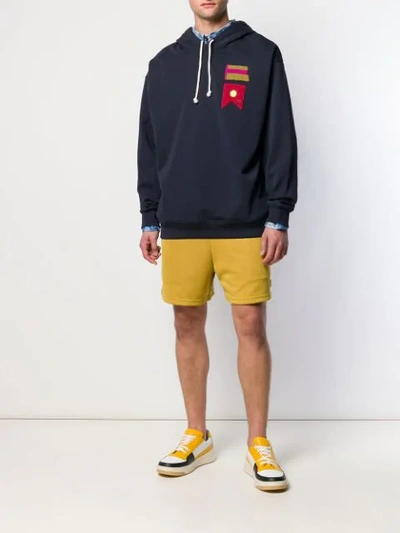 Shop Acne Studios Flag-patch Oversized Hoodie In Blue