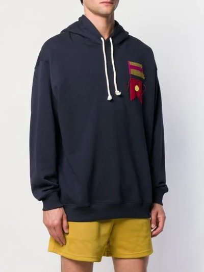 Shop Acne Studios Flag-patch Oversized Hoodie In Blue